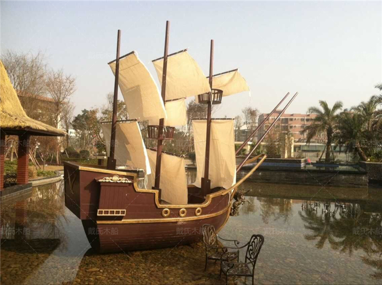 5米海盗木船 广场景观木船 仿古装饰船 帆船