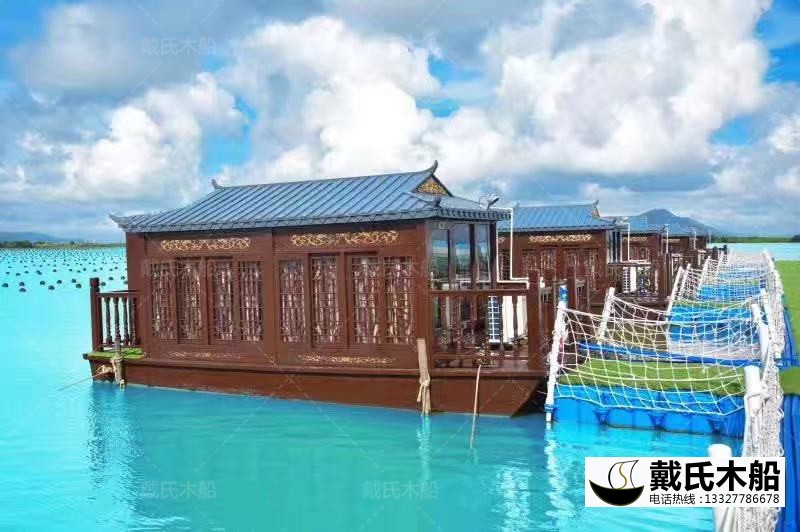 江门水上宾馆船 水库岸边用的住宿木船 家庭水上旅馆