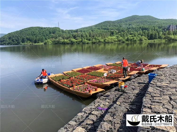 水上种花的木船 实地公园小型水面景观装饰用的花船